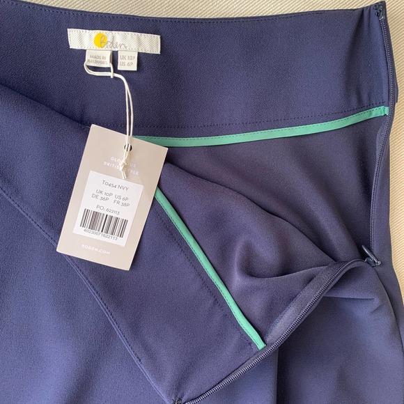 NWT Boden Stackpole Bias Cut Midi Skirt Navy Size 6P - Picture 5 of 8